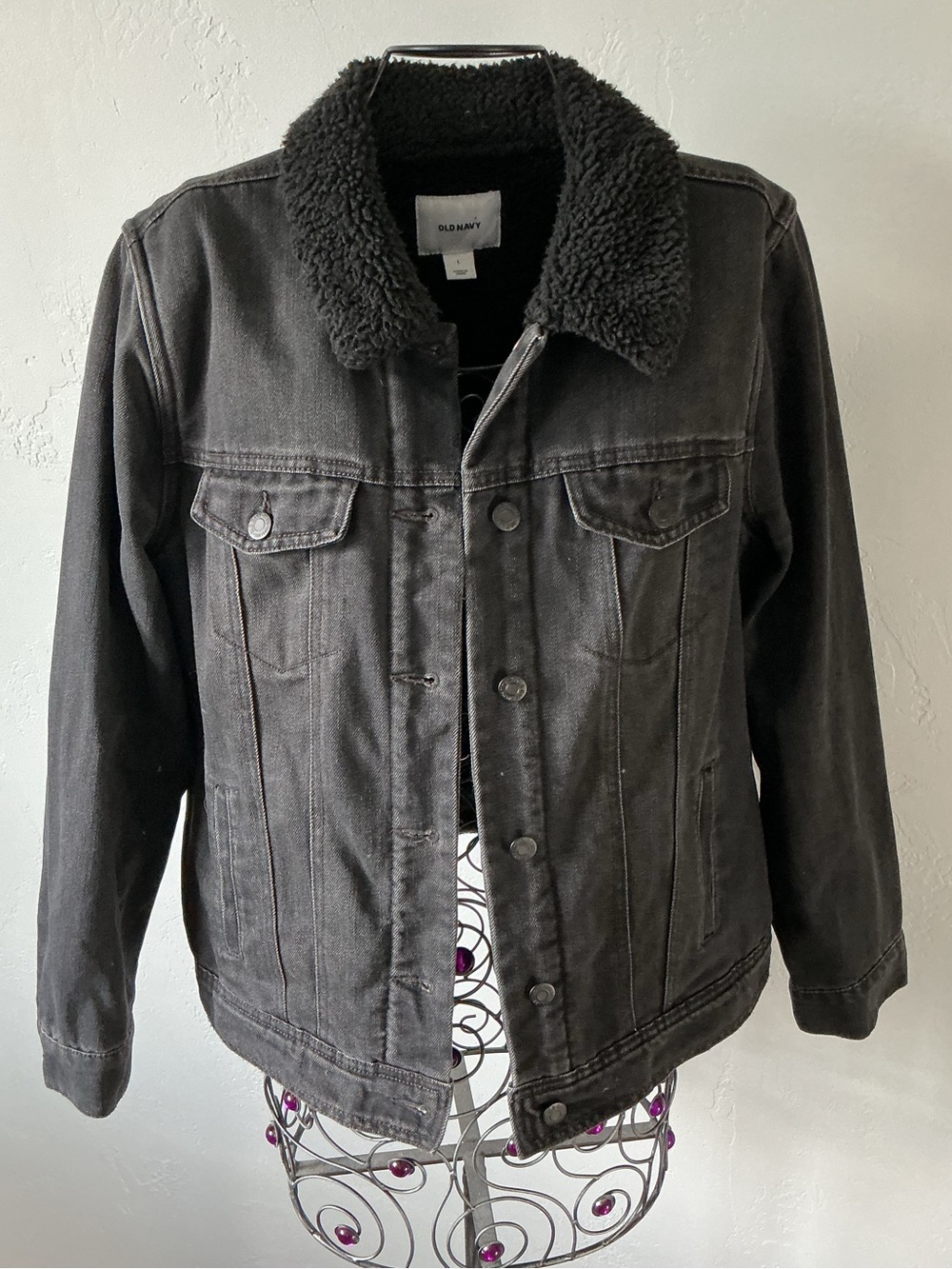 Old Navy Black Sherpa-Lined Denim Jacket